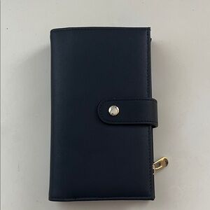 Black Leather Wallet with Snap Closure